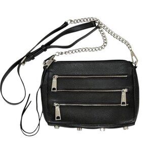 Rebecca Minkoff Mini 5 Zipper Crossbody Purse Silver Chain Studs Adjustable Moto